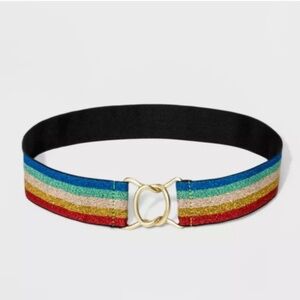 Retro Glitter Rainbow Pride Belt Women's Size Small